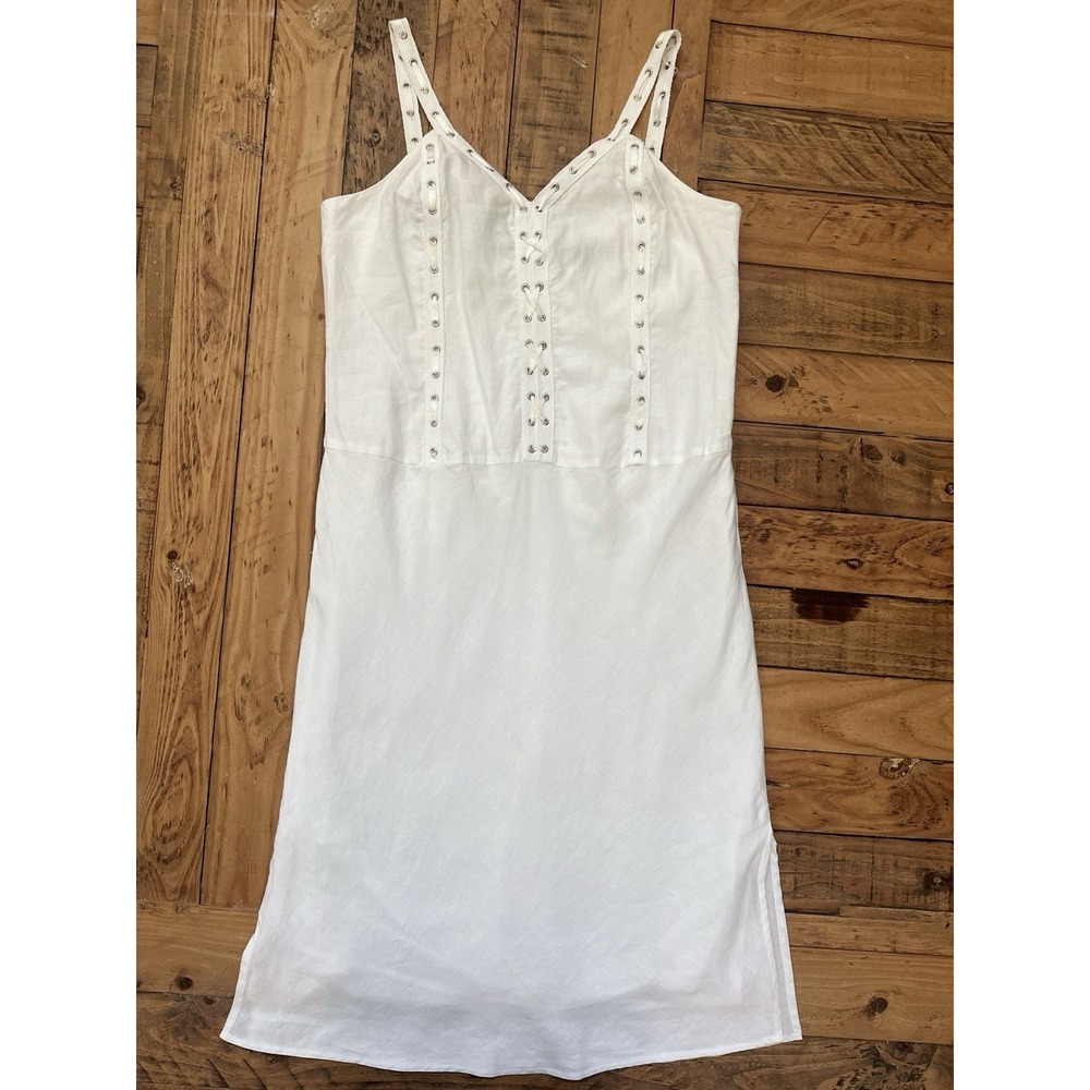 Nikki Valentine Irish Linen Grommet Corset Midi Sundress Size 14